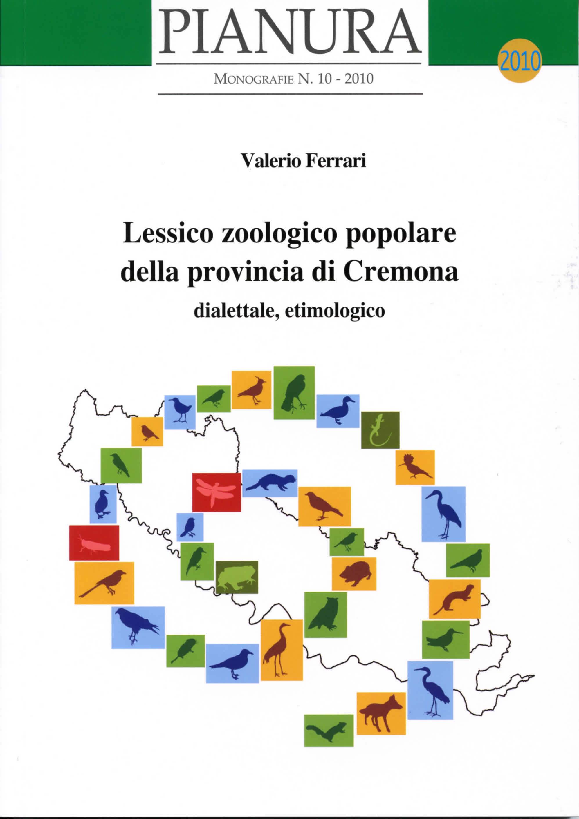 Copertina libro Lessico zoologico popolare della provincia di Cremona: dialettale, etimologico (2010)